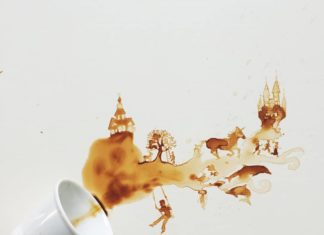 Spilled Coffee Transformed Into Amazing Art