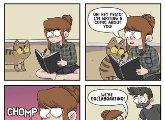 Artist Illustrates Everyday Life with Fiance and Four Cats