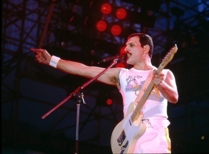Queen in concert at Rasunda Football Stadium, Stockholm, Sweden - 07 Jun 1986