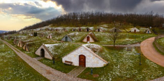 Traditional wine cellars in Hercegkut near Sarospatak Tokaj region Hungary - Button Hill