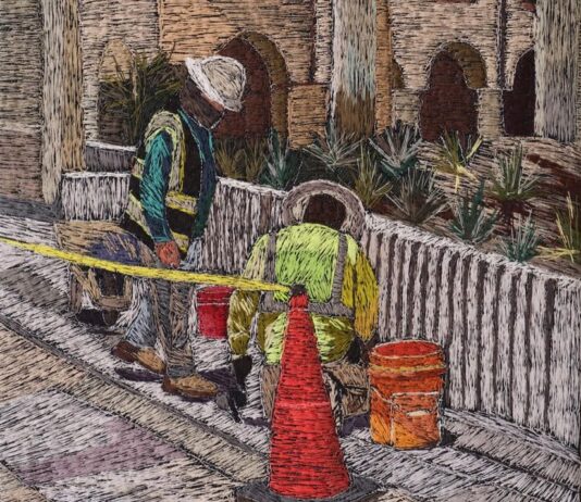 Erick Medel Creates Depictions of Immigrants’ Life in LA Using a Sewing Machine